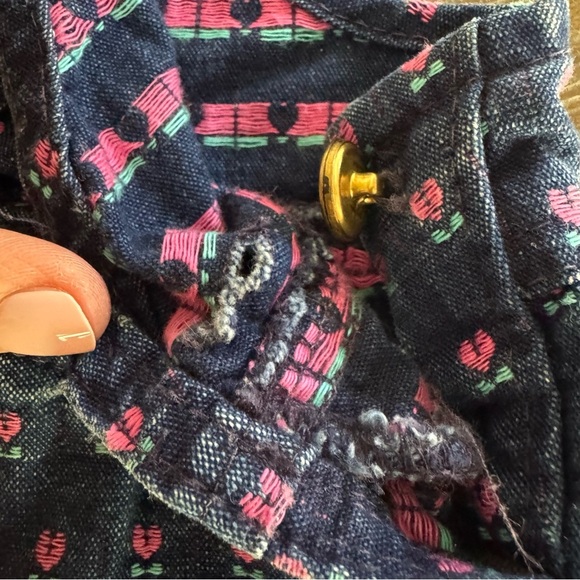 Vintage Oshkosh Denim Jean Floral Tulips Overall Dress Baby Girl Size 18M USA - Picture 3 of 7